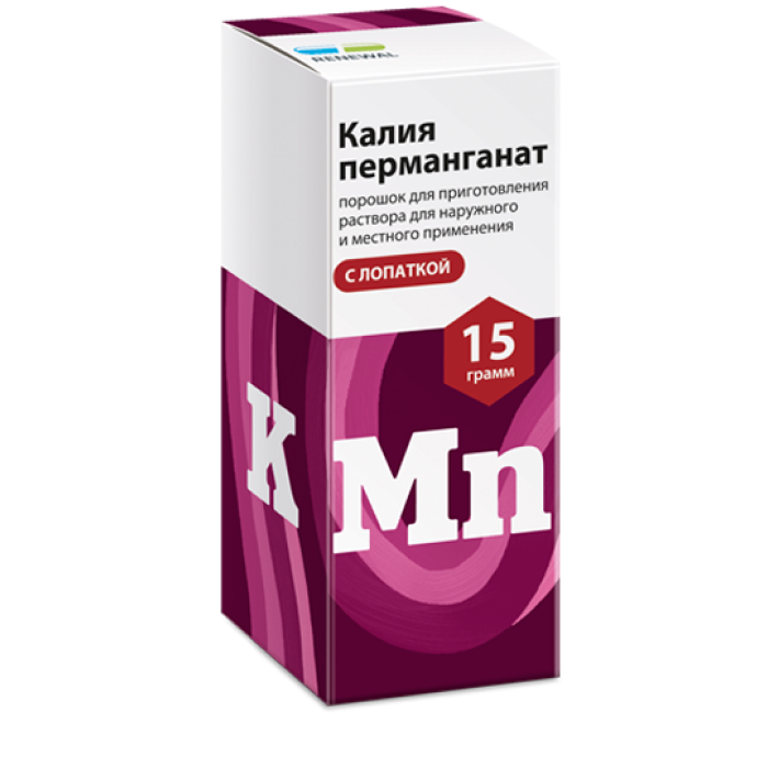 Калия перманганат, порошок для приготовления раствора для местного и наружного применения, 15 г, 1 шт. фото