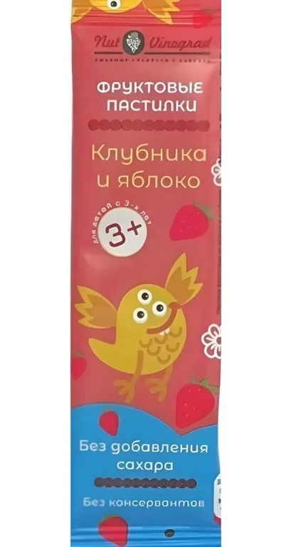 Nut Vinograd Полоски фруктовые, 15 г, 1 шт, яблоко + клубника фото
