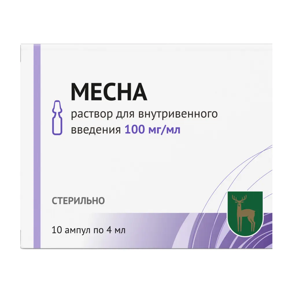 Месна, 100 мг/мл, раствор для внутривенного введения, 4 мл, 10 шт. фото