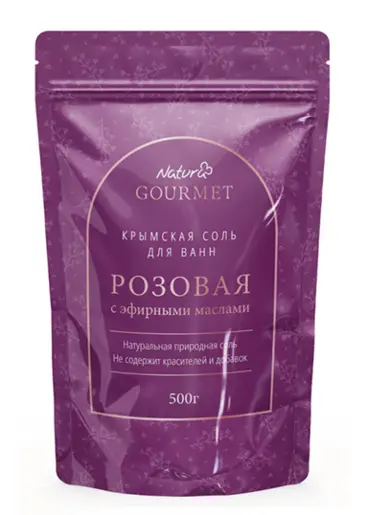 Натура гурмэ Розовая морская соль для ванн, соль для ванн, 500 г, 1 шт, с эфирными маслами фото