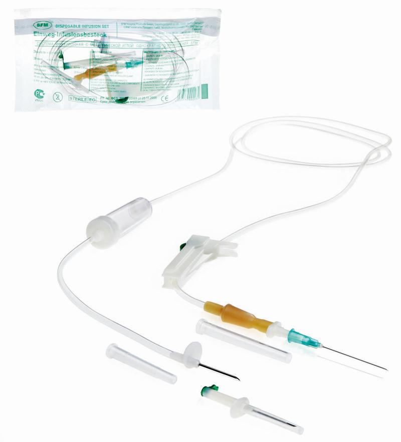 SFM Система инфузионная для переливания растворов с металлическим шипом, 1 шт, 21G (0.80х40) фото