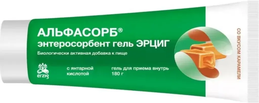 Альфасорб энтеросорбент эрциг, гель для приема внутрь, 180 г, 1 шт, карамель фото