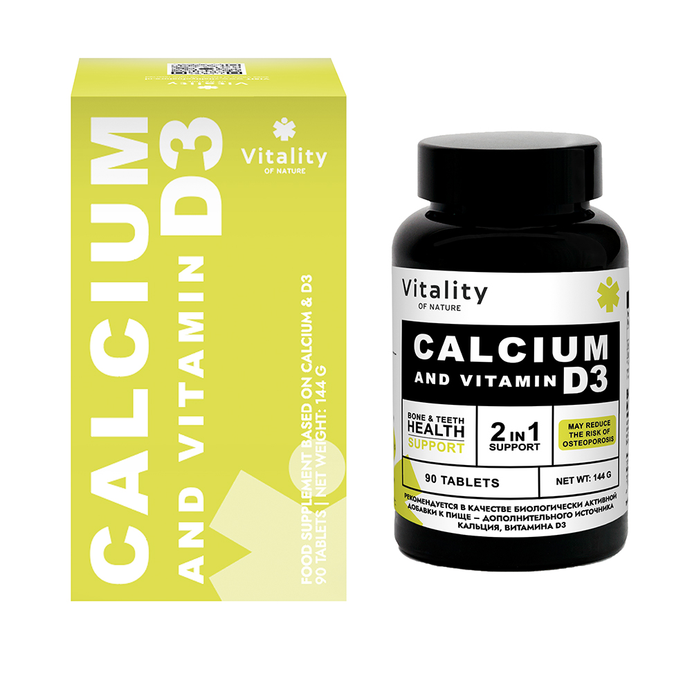 Vitality Кальций и витамин D3, таблетки, 90 шт. фото
