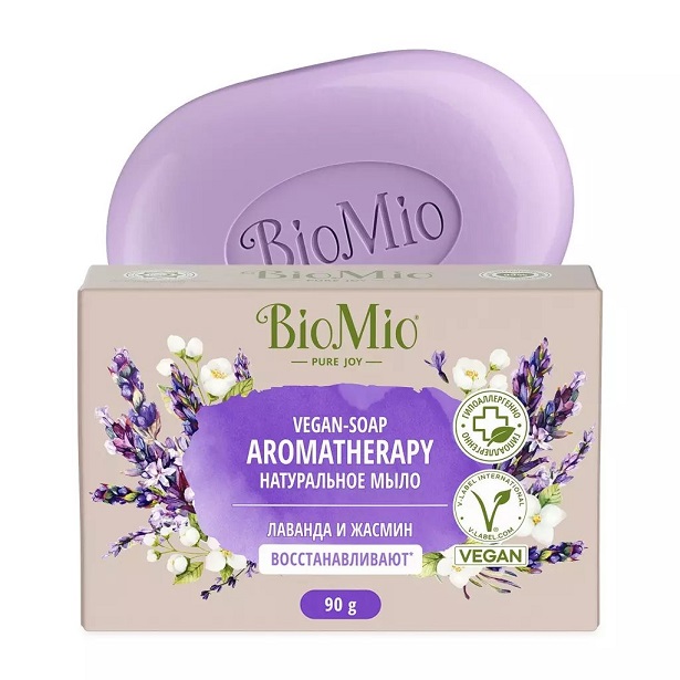 Biomio bio-soap aromatherapy мыло натуральное, мыло твердое, 90 г, 1 шт, жасмин + лаванда фото