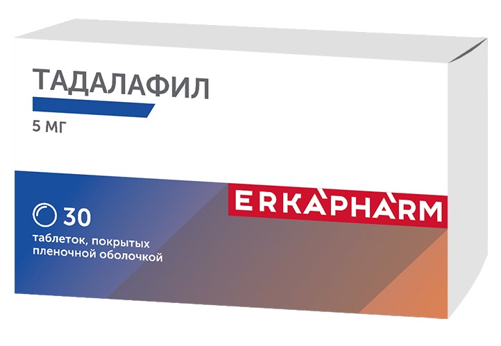 Эркафарм Тадалафил, 5 мг, таблетки, покрытые пленочной оболочкой, 30 шт. фото