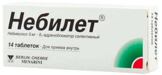 Небилет, 5 мг, таблетки, 14 шт. фото
