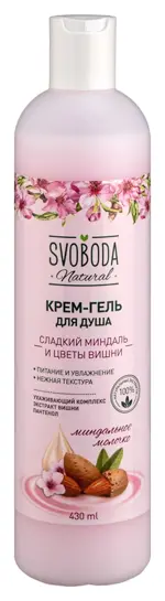 Svoboda natural крем-гель для душа сладкий миндаль и цветы вишни, гель для душа, 430 мл, 1 шт. фото