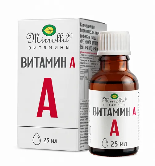 Mirrolla Витамин А (Ретинола пальмитат), раствор для приема внутрь, 25 мл, 1 шт. фото