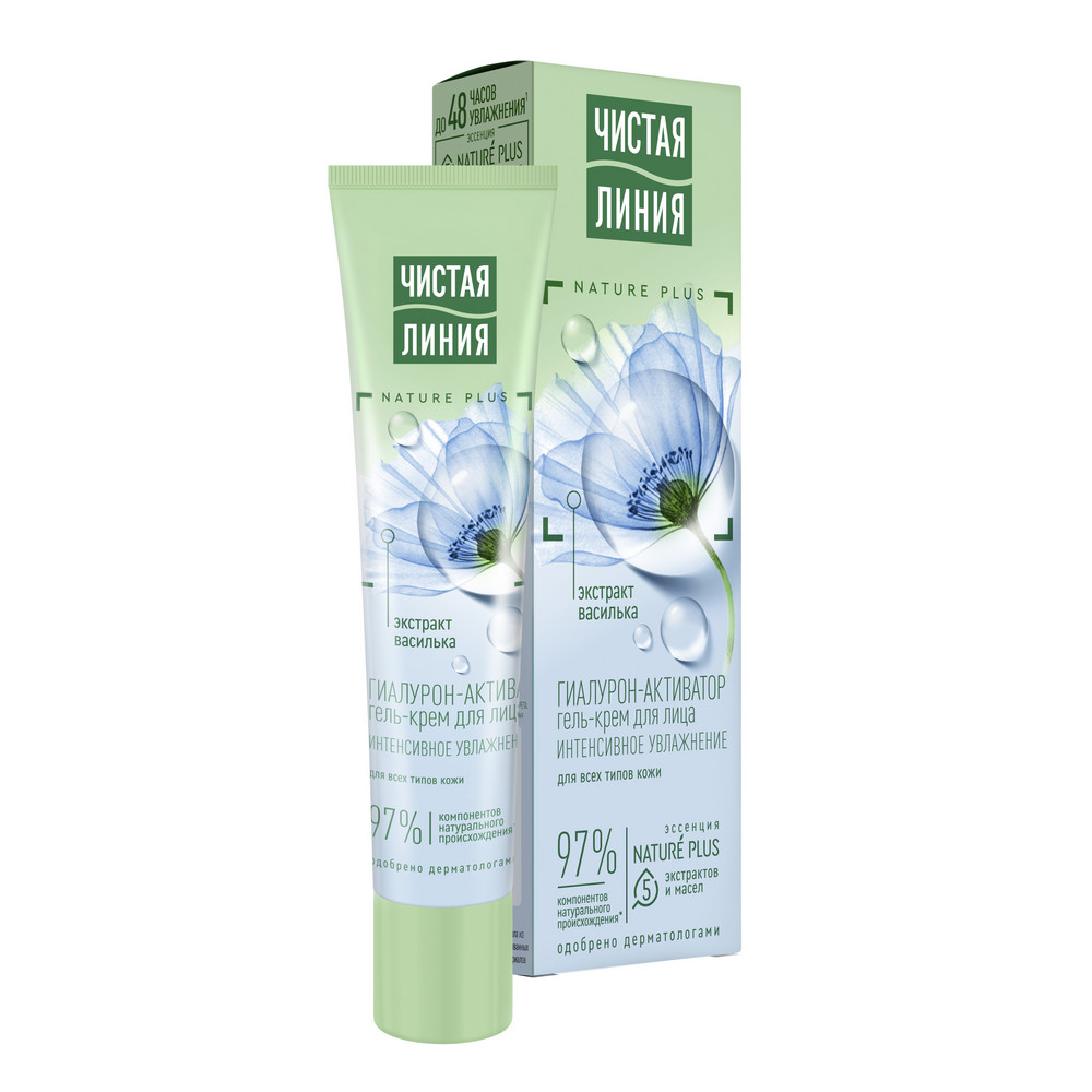 Чистая линия гель-крем Гиалурон-активатор с экстрактом василька, крем, 40 мл, 1 шт, для всех типов кожи фото