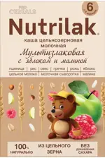 Nutrilak Premium Procereals каша мультизлаковая, 6+ мес, каша детская молочная, 200 г, 1 шт, яблоко + малина фото