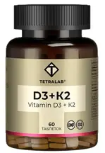 Tetralab Витамин D3 плюс K2, таблетки, покрытые оболочкой, 60 шт. фото 