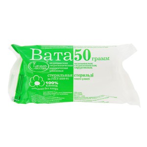 Вата медицинская хирургическая стерильная, 50 г, 1 шт. фото