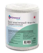 Клинса Бинт эластичный компрессионный, 10 см х 4 м, 1 шт, средней растяжимости фото