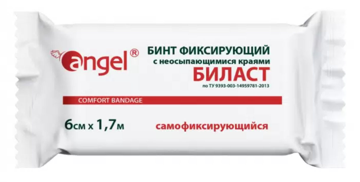 Angel Биласт Бинт фиксирующий с неосыпающимися краями, 6 см х 1.7 м, 1 шт. фото