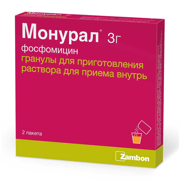 Монурал, гранулы для приготовления раствора для приема внутрь, 3 г, 2 шт. фото