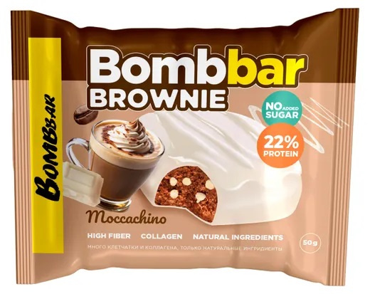Bombbar Печенье глазированное, 50 г, 1 шт, брауни моккачино фото