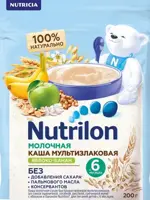 Nutrilon каша мультизлаковая, каша детская молочная, 200 г, 1 шт, яблоко + банан фото