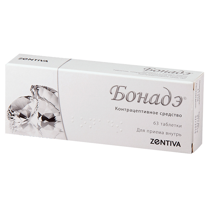 Бонадэ, 2 мг+0.03 мг, таблетки, покрытые пленочной оболочкой, 63 шт. фото