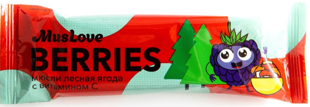 Muslove, батончик-мюсли, 25 г, 1 шт, лесные ягоды фото