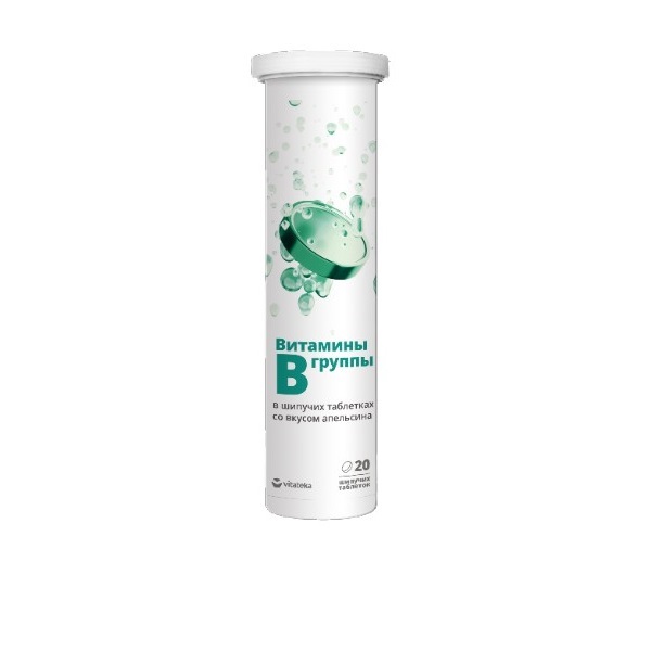 Витатека Витамины группы В, таблетки шипучие, 20 шт, апельсин фото