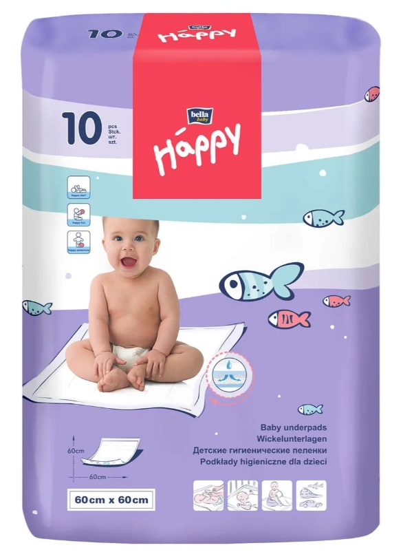 Bella baby Happy Пеленки детские впитывающие, 60 х 60 см, 10 шт. фото
