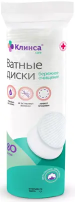Клинса Ватные диски, 80 шт. фото