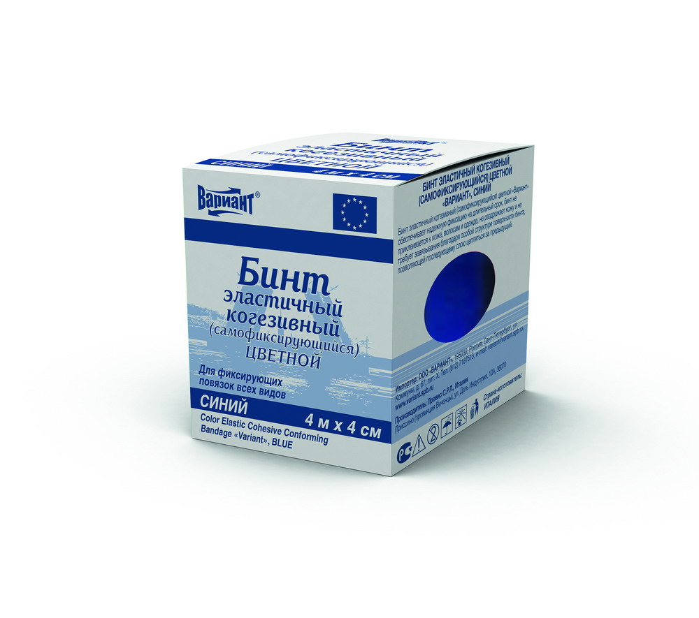 Бинт когезивный Вариант самофиксирующийся, 4 м х 4 см, 1 шт, синего цвета фото