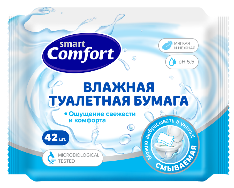 Smart Comfort Туалетная бумага влажная, 42 шт. фото
