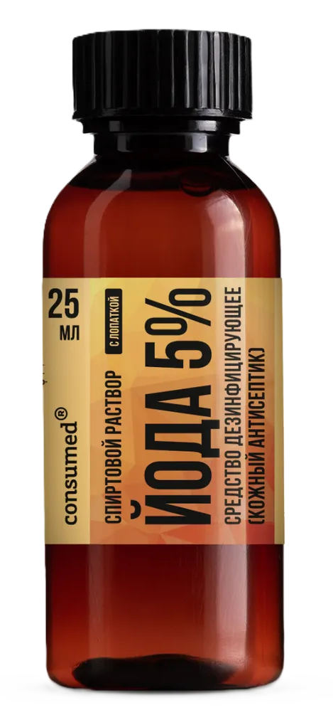 Консумед Йода, 5%, раствор для наружного применения спиртовой, 25 мл, 1 шт, с лопаткой фото