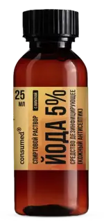 Консумед Йода, 5%, раствор для наружного применения спиртовой, 25 мл, 1 шт, с лопаткой фото 