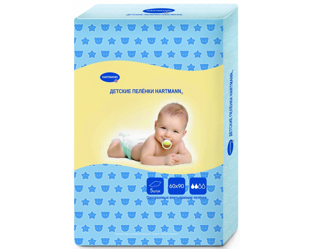 Hartmann Пеленки детские впитывающие, 60 см х 90 см, 5 шт. фото