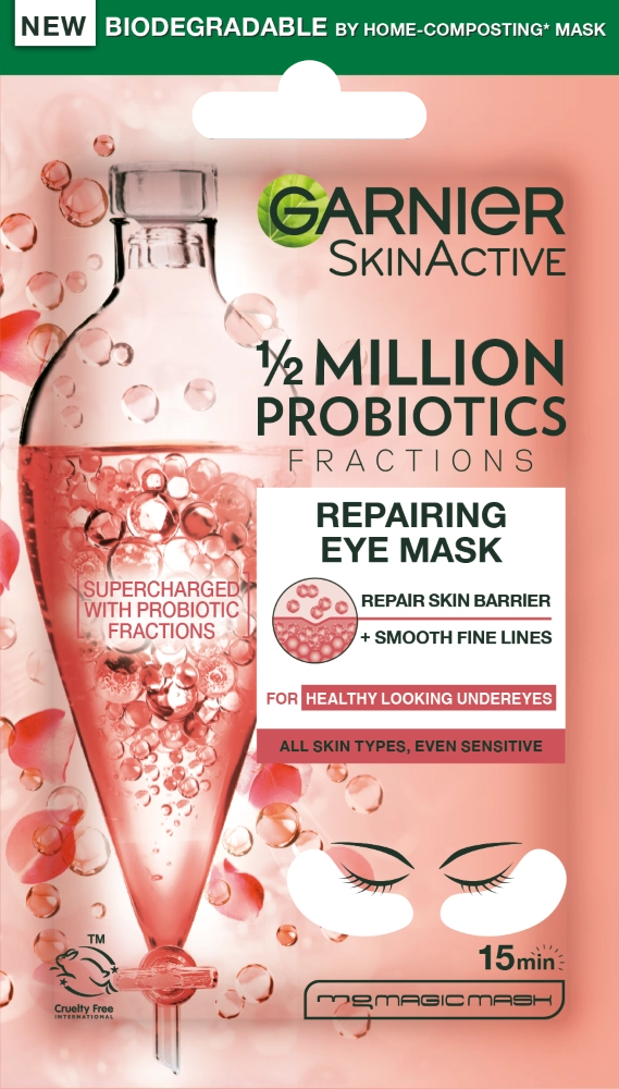 Garnier skin naturals патчи тканевые восстанавливающие для кожи вокруг глаз с пробиотиками, патчи для кожи вокруг глаз, 6 г, 2 шт. фото