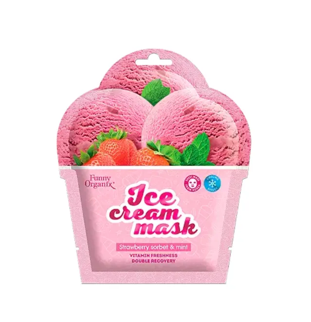 Funny Organix охлаждающая тканевая маска-мороженое для лица морозная свежесть, маска для лица, 22 г, 1 шт. фото