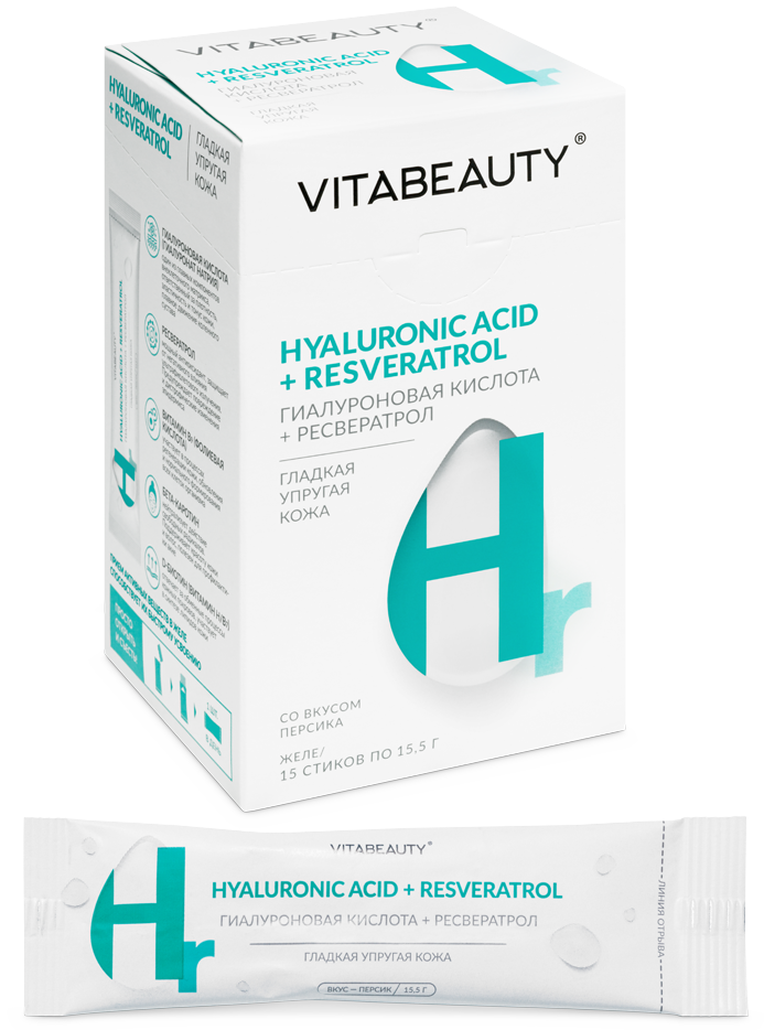 Vitabeauty Гиалуроновая кислота + Ресвератрол, батончик желейный, 15 шт. фото