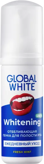 Global White пенка для полости рта отбеливающая, пенка, 50 мл, 1 шт, освежающая мята фото