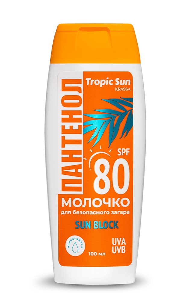Krassa Tropic Sun Молочко Барьер для безопасного загара с пантенолом, молочко солнцезащитное, 100 мл, 1 шт, SPF 80 фото