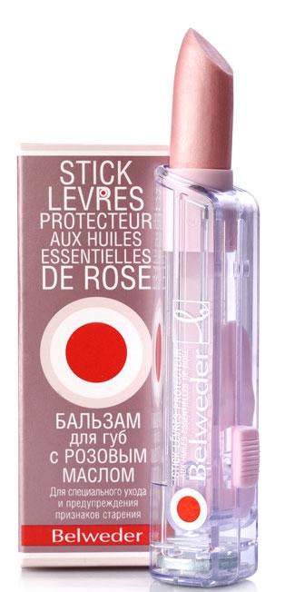 Belweder Бальзам для губ с розовым маслом, бальзам для губ, 4 г, 1 шт, с перламутровым блеском фото