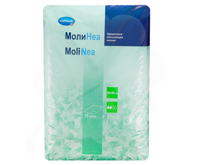 Hartmann Molinea Normal (2 капли) Пеленки впитывающие, 60 см х 90 см, 10 шт. фото