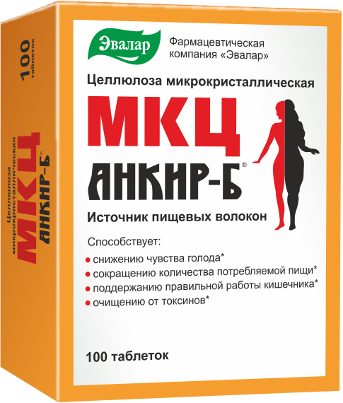 Эвалар Целлюлоза микрокристаллическая МКЦ Анкир-Б, 503 мг, таблетки, покрытые оболочкой, 100 шт. фото