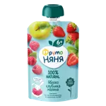 Фрутоняня детское пюре, пюре, 90 г, 1 шт, яблоко + клубника + малина фото