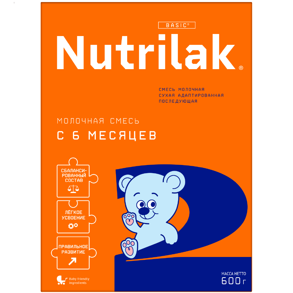 Nutrilak 2 Смесь сухая молочная адаптированная, 6-12 месяцев, смесь молочная сухая, 600 г, 1 шт. фото