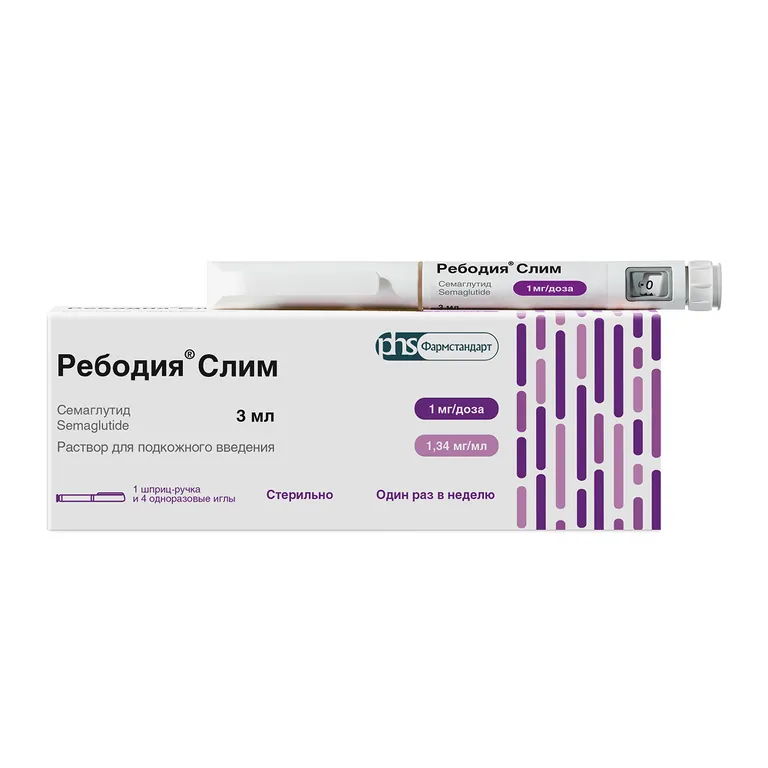Ребодия Слим, 1 мг/доза, раствор для подкожного введения, 3 мл, 1 шт, в комплекте с иглами 4 шт фото