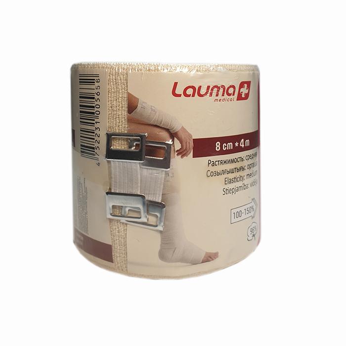 Lauma Бинт эластичный медицинский, 8 см х 4 м, 1 шт, с застежкой, средней растяжимости фото