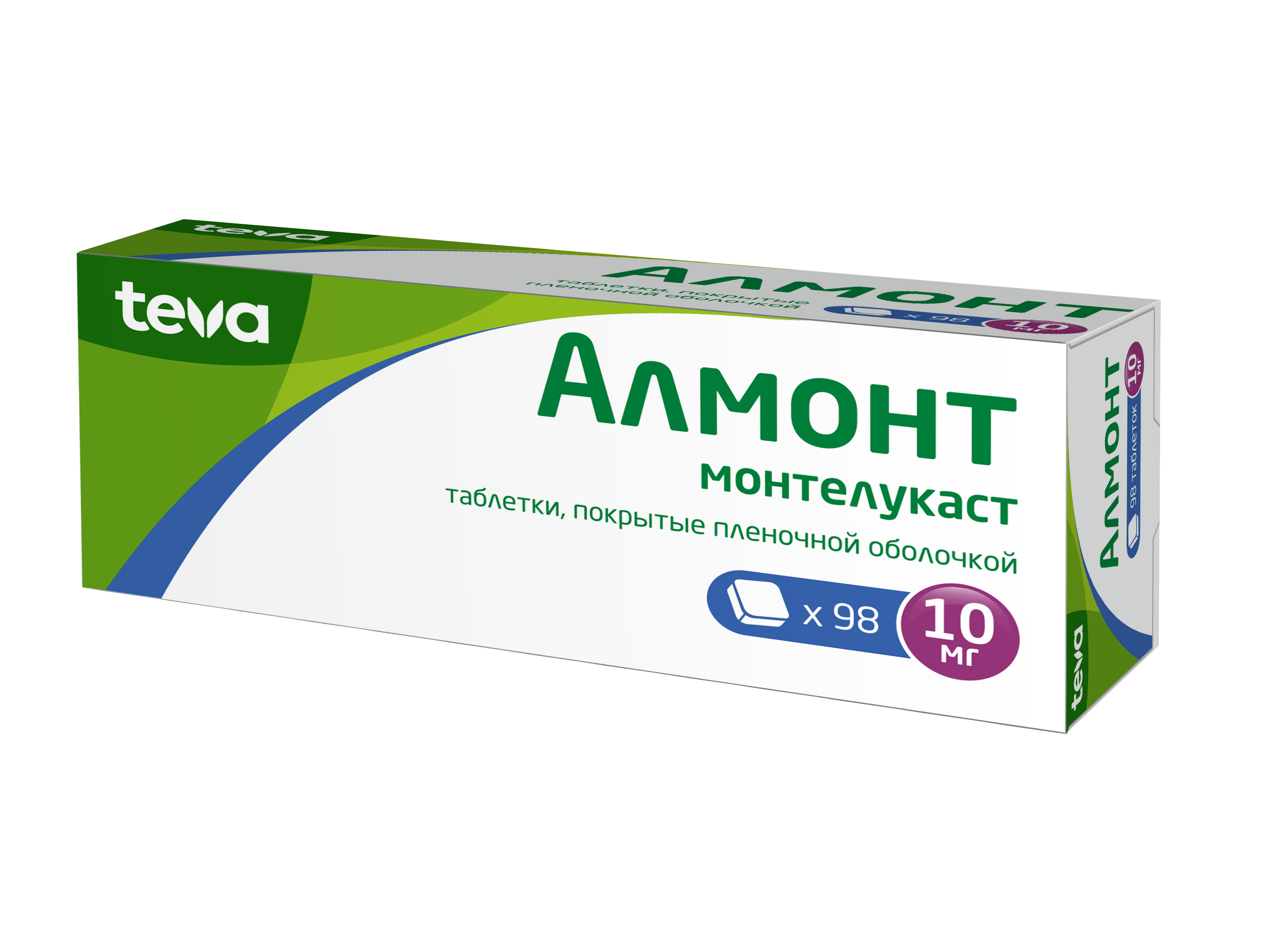 Алмонт, 10 мг, таблетки, покрытые пленочной оболочкой, 98 шт. фото