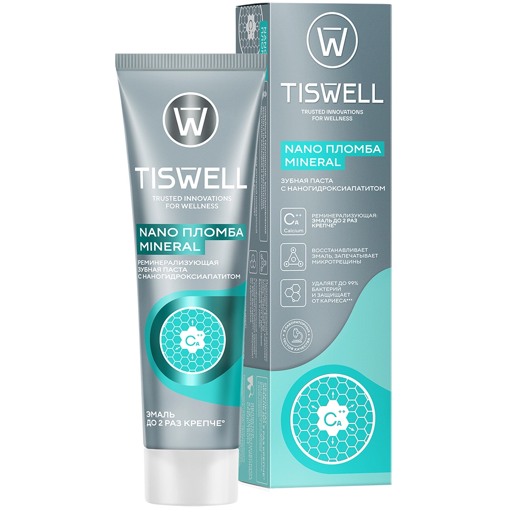 Tiswell nano пломба mineral Зубная паста реминерализующая с наногидроксиапатитом, зубная паста, 110 г, 1 шт. фото