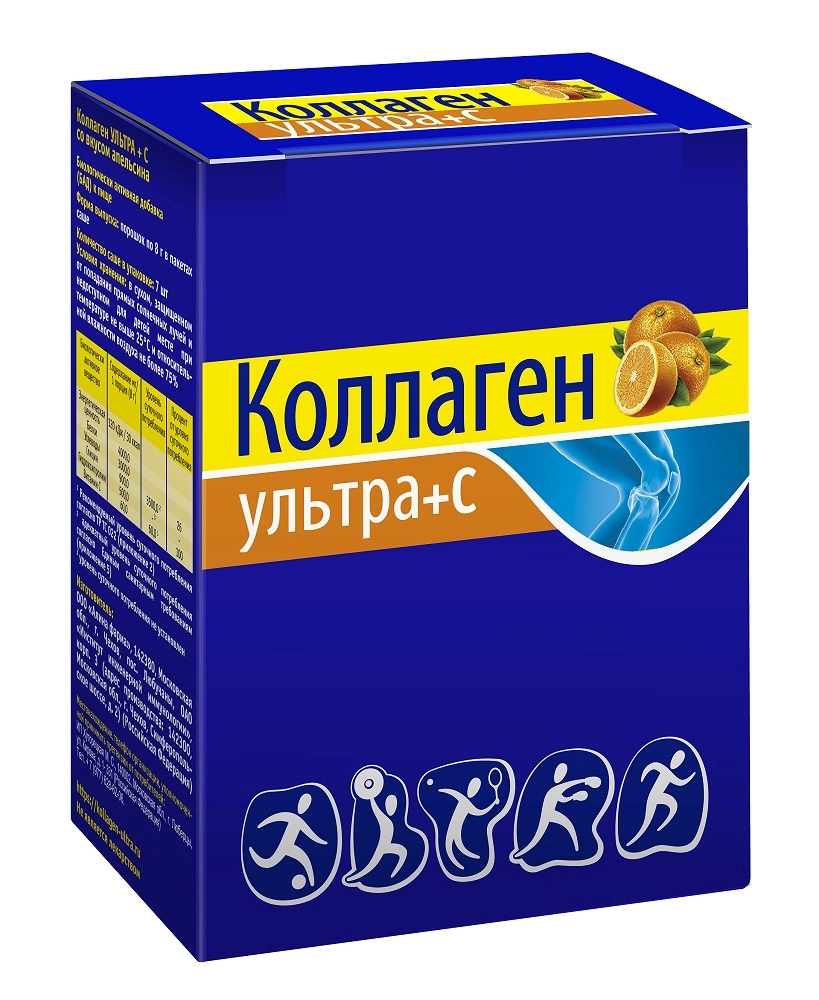 Коллаген Ультра + С, порошок, 8 г, 7 шт, апельсин фото