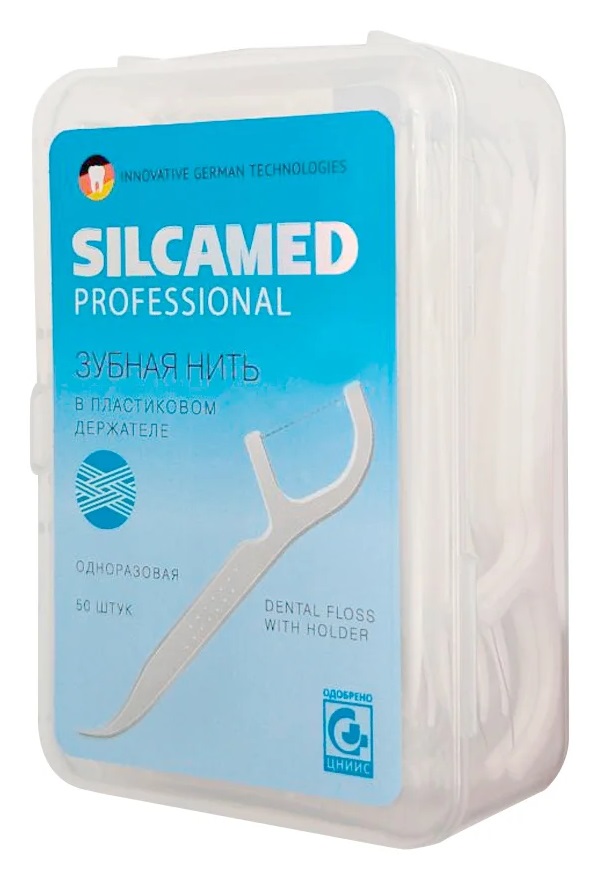 SilcaMed Professional Зубная нить с держателем, нить зубная, 50 шт. фото