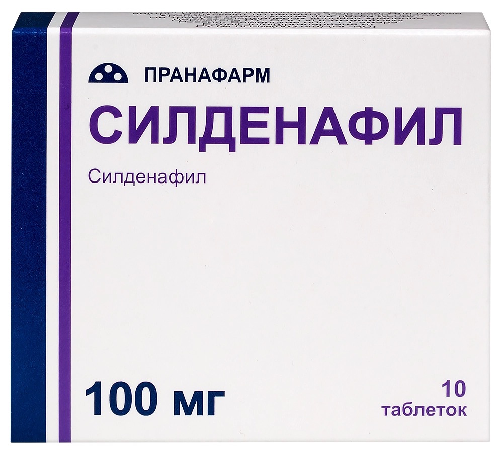 Силденафил, 100 мг, таблетки, покрытые пленочной оболочкой, 10 шт. фото