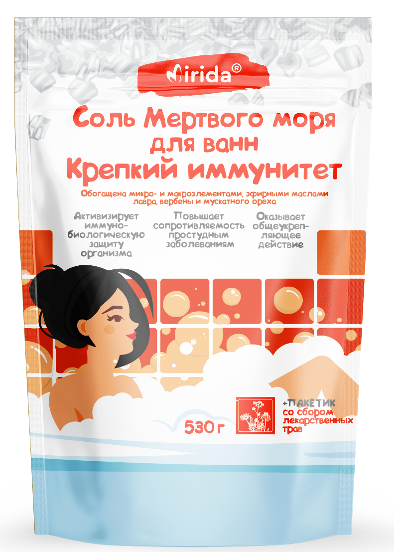 Mirida Соль Мертвого моря для ванн, соль для ванн, 530 г, 1 шт, крепкий иммунитет фото