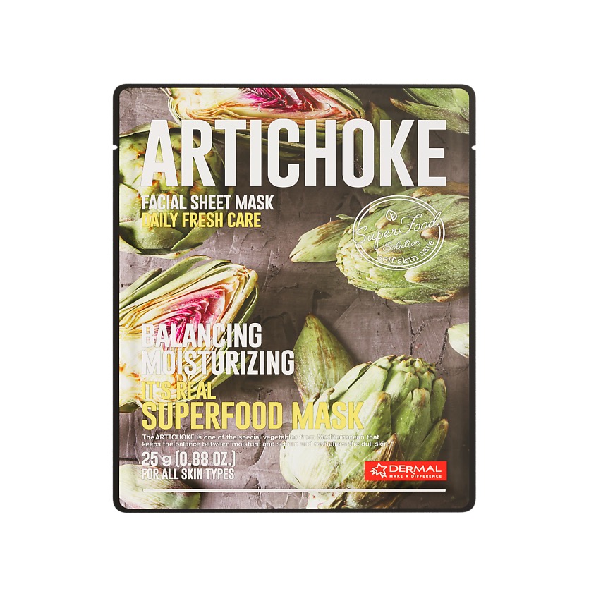 Dermal маска тканевая для лица с экстрактом артишока, маска, 25 г, 1 шт. фото